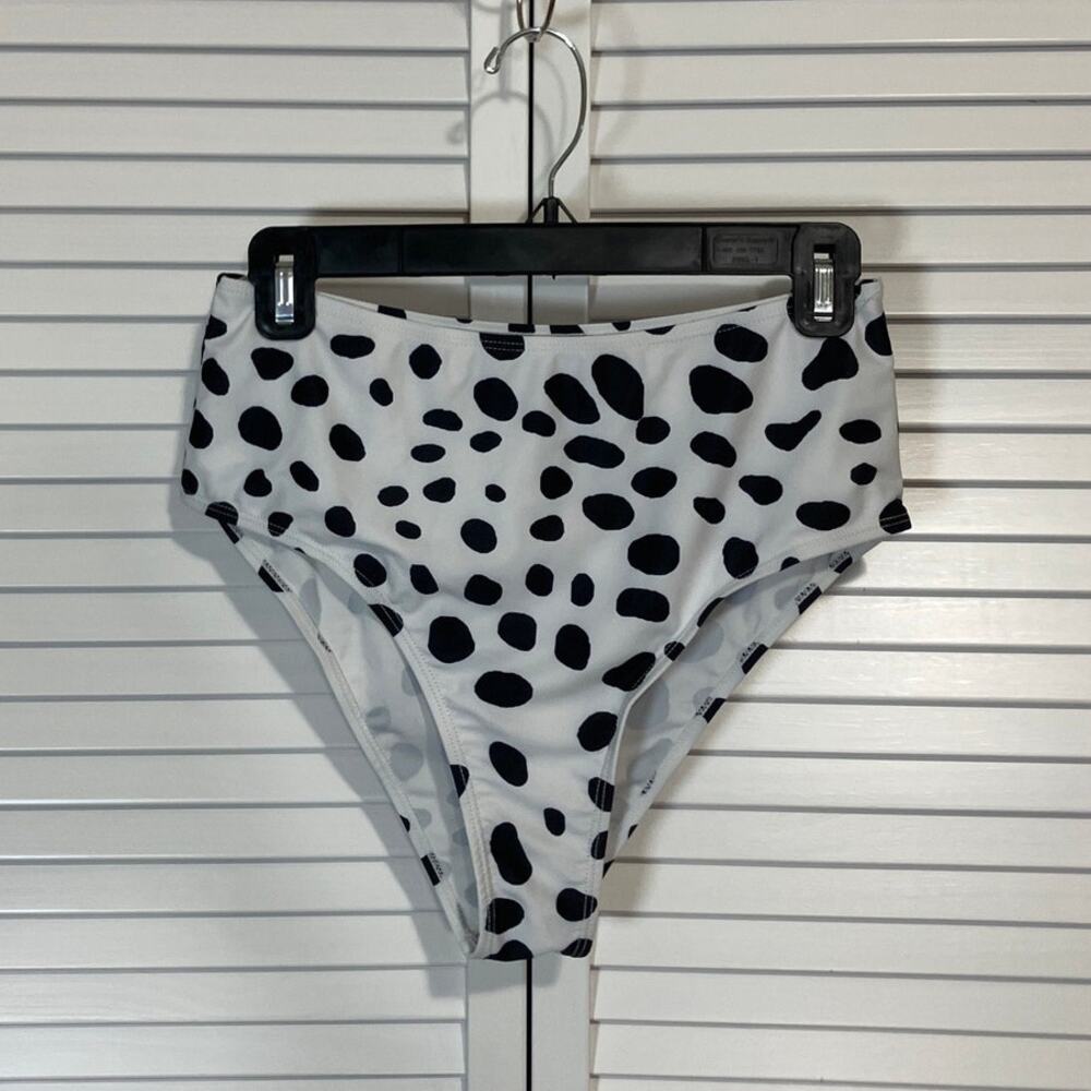 Shein Chic Dalmatian High Waisted High Cut Leg Swimwear Bikini Bottom M